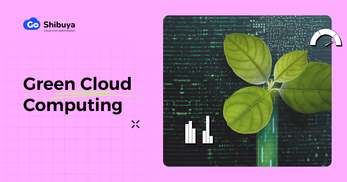 A cloud symbol with leaves or a tree growing out of it, symbolizing the eco-friendly nature of green cloud computing.
