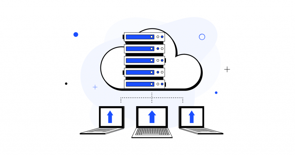 Virtualization - A physical server transforming into multiple virtual instances, highlighting efficient resource utilization.